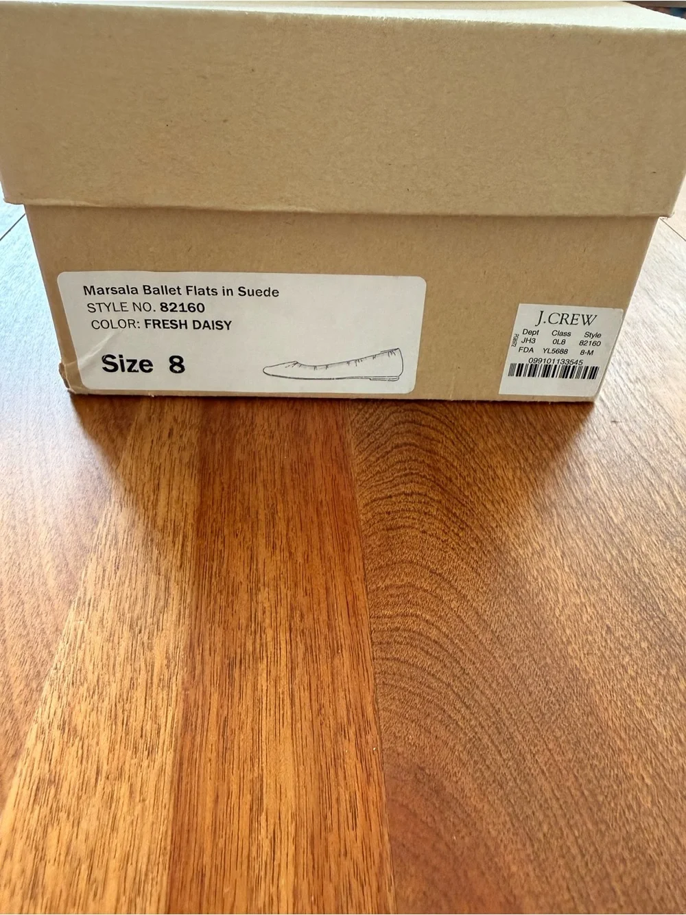 NIB Vintage 2007 J.Crew Marsala Suede Ballet Flats Made in Italy Yellow 8 Rare